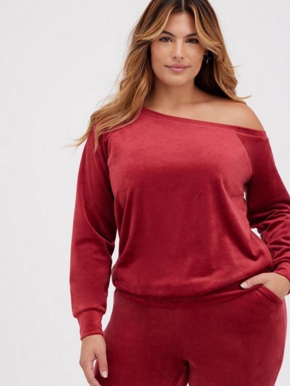 Bnwt Torrid Off-Shoulder Velour Lounge Top Size 4